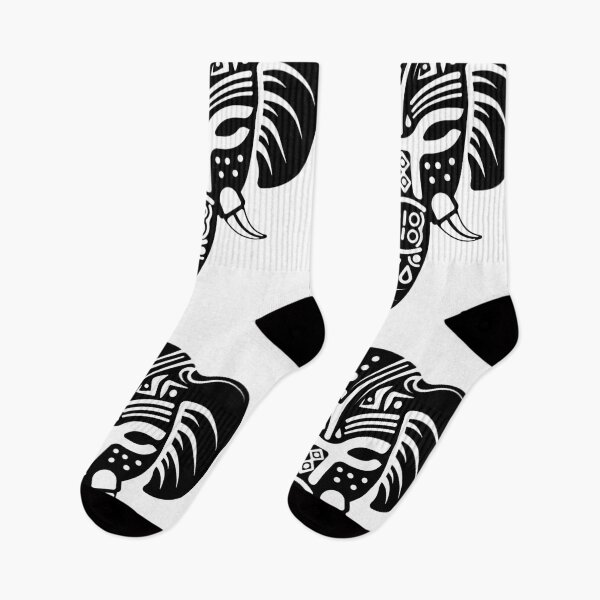 Item preview, Symmetrical black and white tribal ornamental elephant designed and sold by Keltoi-art.