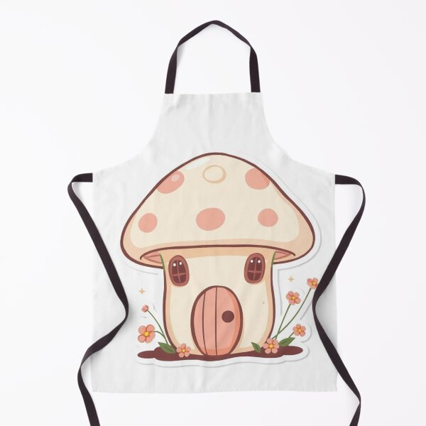Item preview, Cute kawaii smiling mushroom house with tiny windows designed and sold by Dellen-Art.