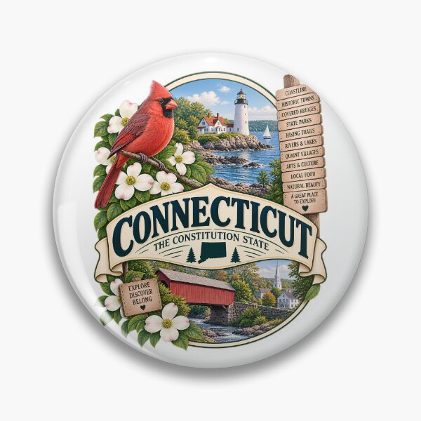Item preview, Connecticut Vintage Travel Badge – The Constitution State designed and sold by BLUEFOX05.