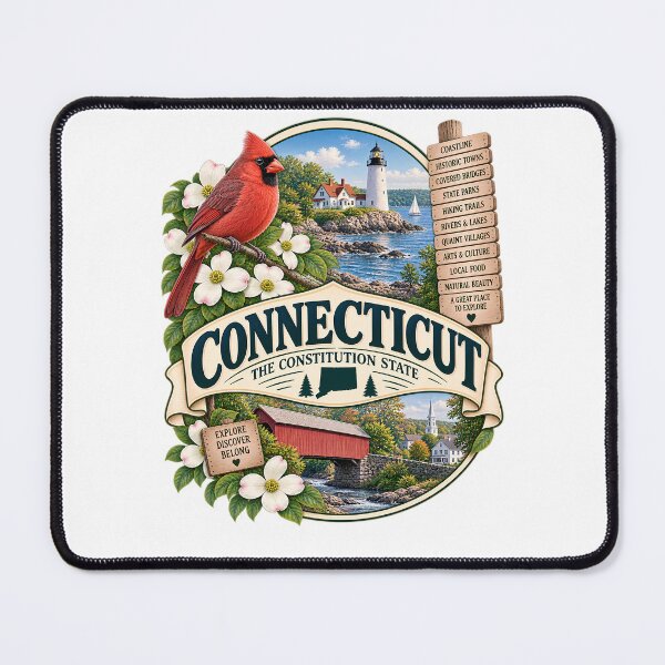 Item preview, Connecticut Vintage Travel Badge – The Constitution State designed and sold by BLUEFOX05.