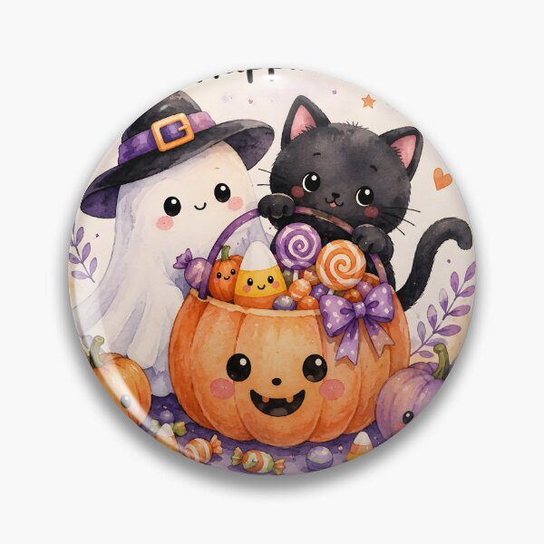 Item preview, Sending You a Bag Full of Halloween Happiness – Cute Kawaii Cat & Ghost designed and sold by blankTeeShirt.