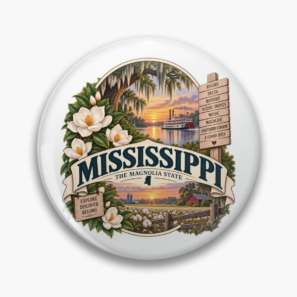 Item preview, Mississippi Vintage Travel Badge – The Magnolia State designed and sold by BLUEFOX05.