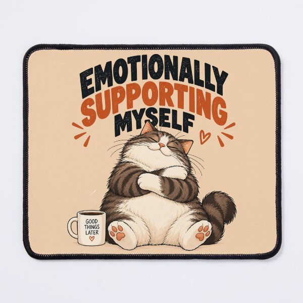 Item preview, Emotionally Supporting Myself – Funny Self-Hugging Cat designed and sold by Furflix.