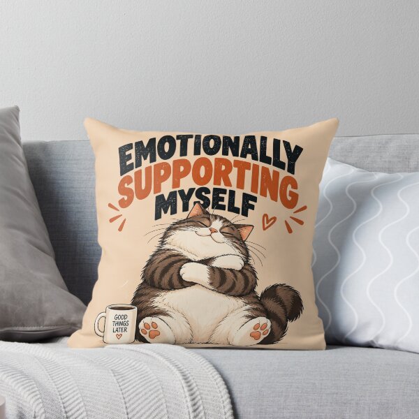 Item preview, Emotionally Supporting Myself – Funny Self-Hugging Cat designed and sold by Furflix.