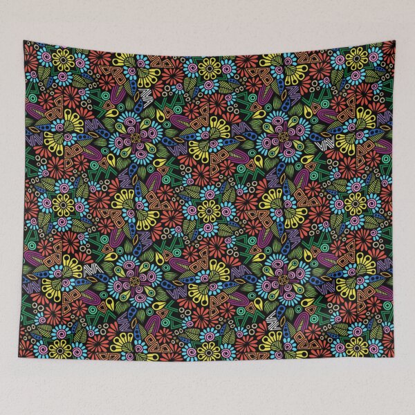 Item preview, 90s Neon Doodle Floral Psychedelic Pattern designed and sold by FioreDiCiliegio.