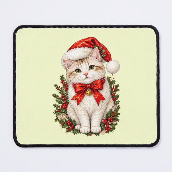 Item preview, Christmas kitten wears red hat designed and sold by Honu2025.