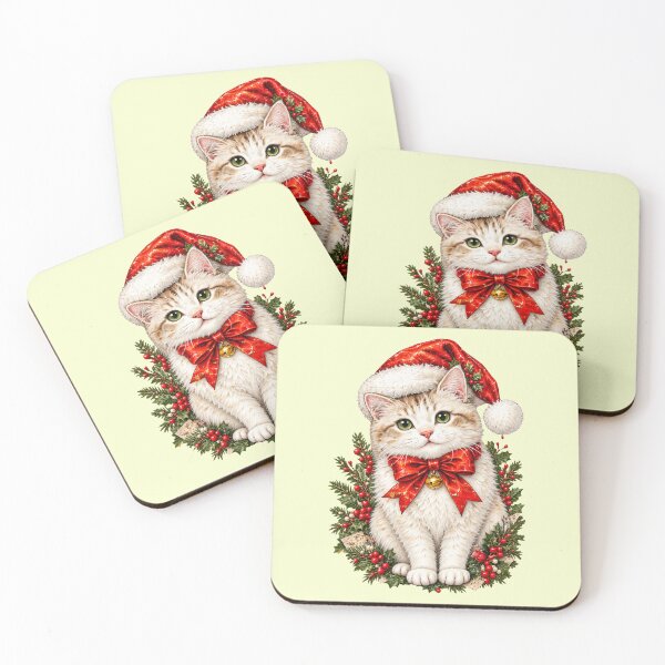 Item preview, Christmas kitten wears red hat designed and sold by Honu2025.