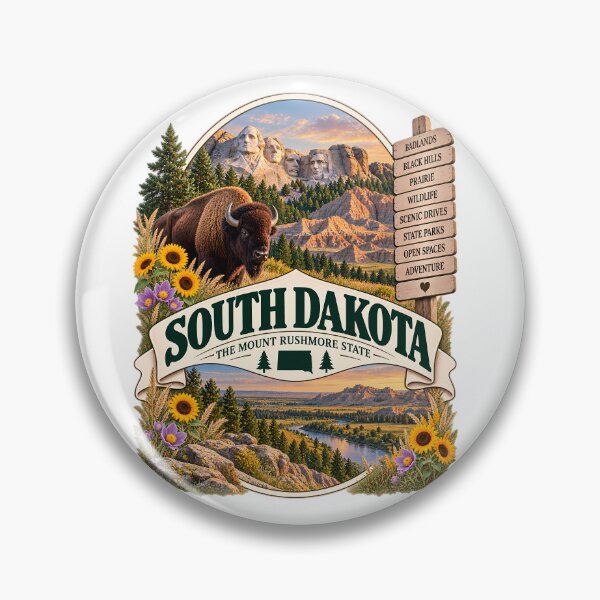Item preview, South Dakota Vintage Travel Badge – The Mount Rushmore State designed and sold by BLUEFOX05.