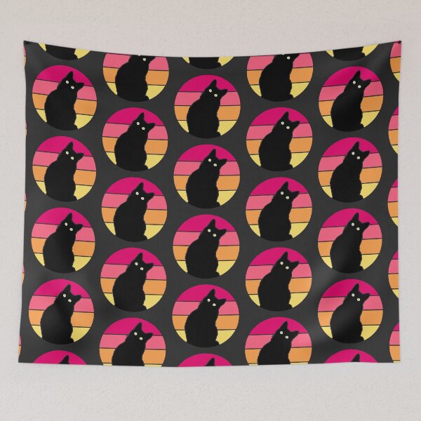 Item preview, Black Cat Retro Sunset 70s Aesthetic designed and sold by MavtM.