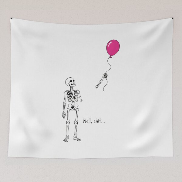 Item preview, Skeleton Lost Balloon Well Shit Funny Art designed and sold by SoyLamderma.