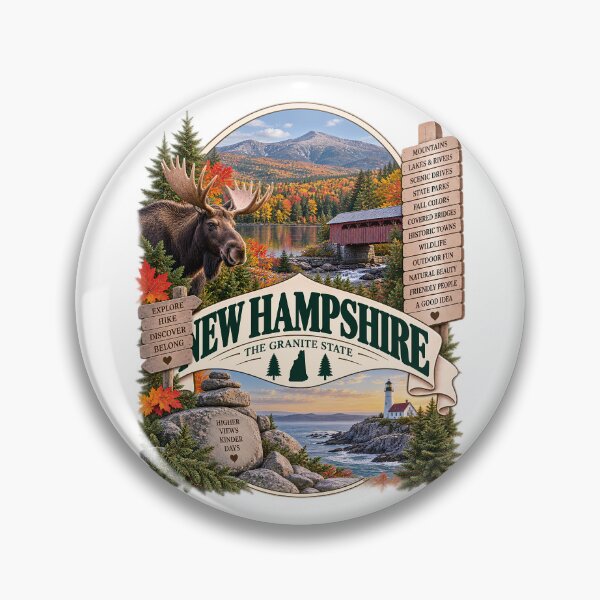 Item preview, New Hampshire Vintage Travel Badge – The Granite State designed and sold by BLUEFOX05.