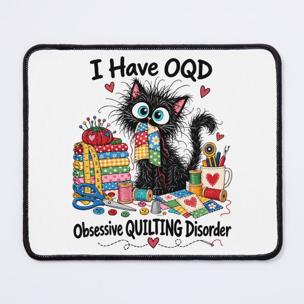 Item preview, I Have OQD Funny Black Cat Sewing Quilting Fabric Crafting designed and sold by andre-hollow.