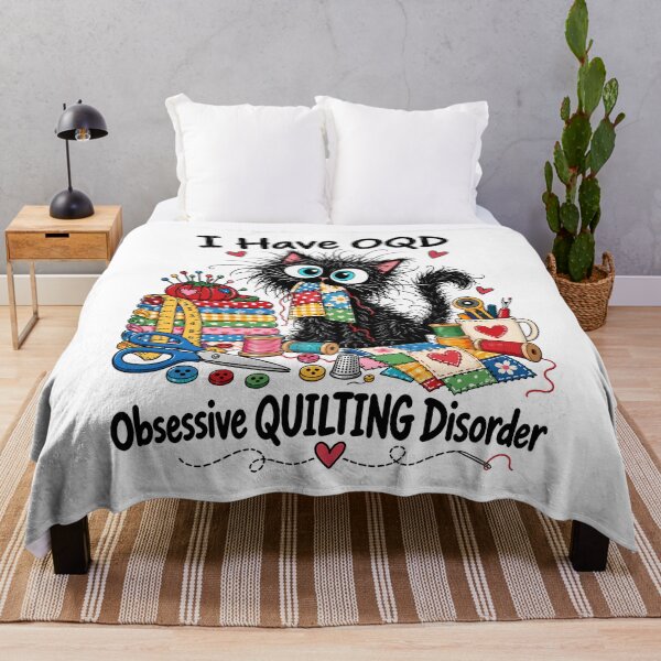 Item preview, I Have OQD Funny Black Cat Sewing Quilting Fabric Crafting designed and sold by andre-hollow.