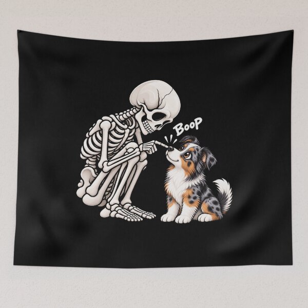 Item preview, Funny Skeleton Miniature American Shepherd Dog Boop Halloween Design Mom Dad designed and sold by rafaeltto.