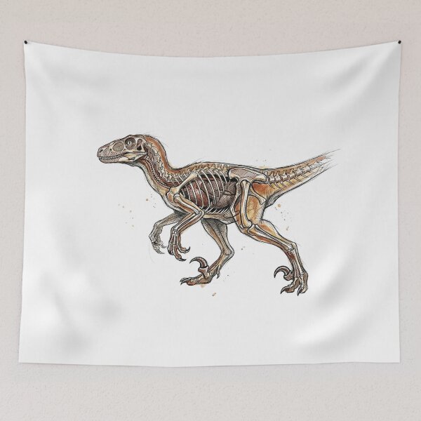 Item preview, Deinonychus Anatomy Skeletal Cutaway: Vintage Paleontology Art designed and sold by FreiherrPK.