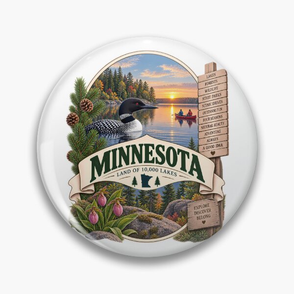 Item preview, Minnesota Vintage Travel Badge – Land of 10,000 Lakes designed and sold by BLUEFOX05.