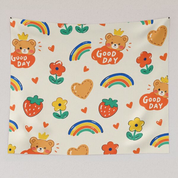 Item preview, Cute Teddy Bear Seamless Pattern | Rainbow Good Day Kids Bedding & Nursery Decor designed and sold by Atum&Art.