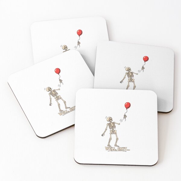 Item preview, Skeleton Loses Balloon "WELL, SHIT..." Humorous Art designed and sold by SoyLamderma.