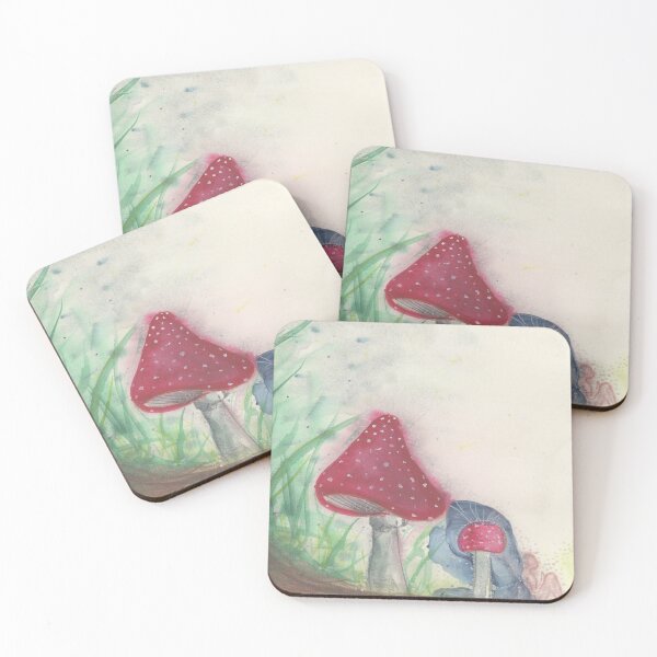 Item preview, Blue Fairy Resting by the Toadstool Watercolor designed and sold by FaireWaveArt.