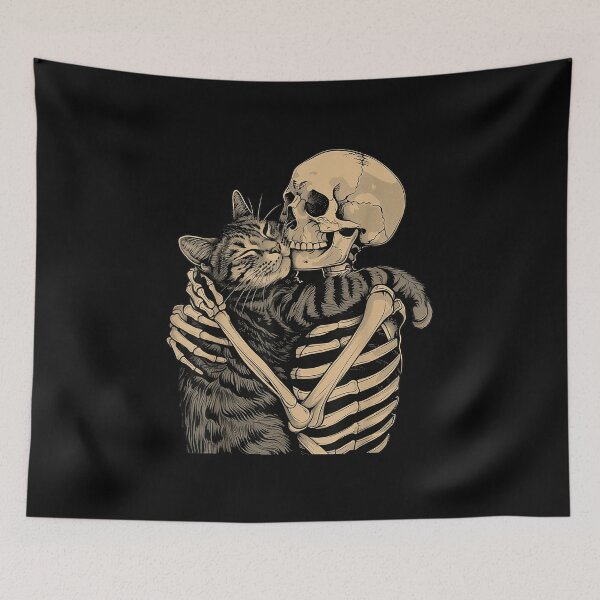 Item preview, Skeleton Hugging Cat Halloween Cat Lover Cat Mom Dad  designed and sold by Suzu Comena.