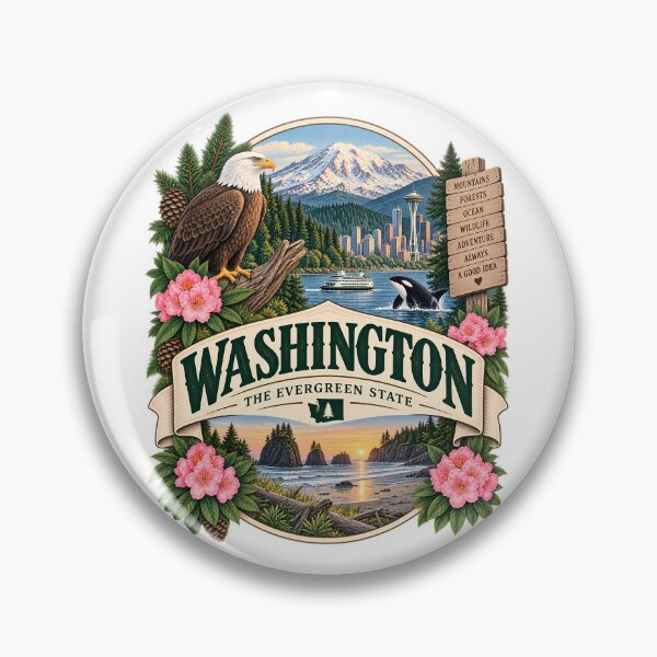 Item preview, Washington Vintage Travel Badge – The Evergreen State designed and sold by BLUEFOX05.