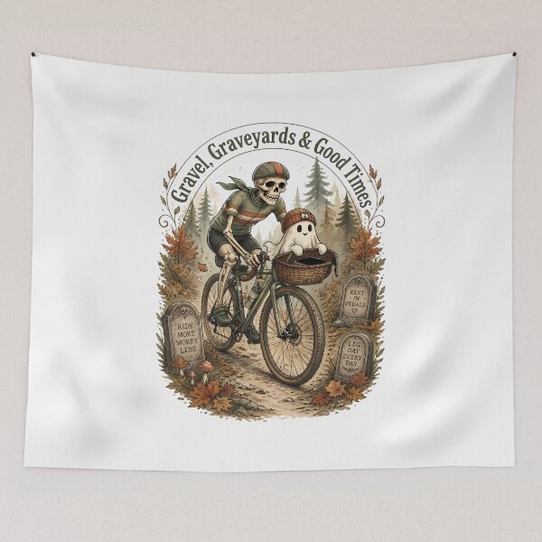 Item preview, Skeleton Gravel Cyclist – Halloween Cycling designed and sold by Art-Arcade6.