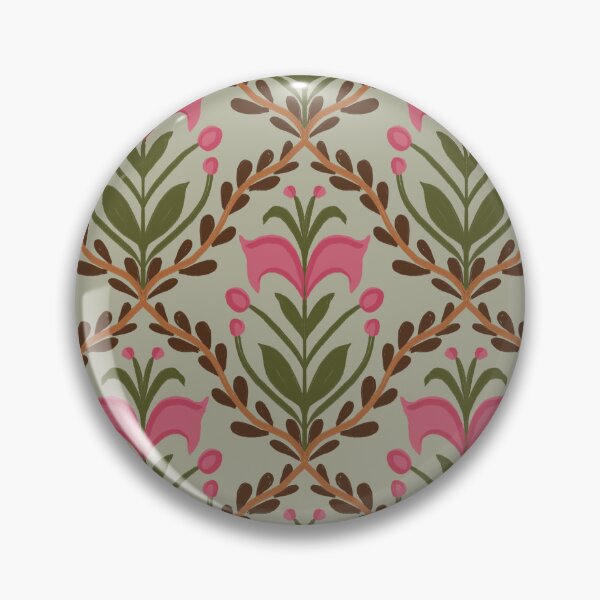 Item preview, Cottagecore Folk Pink Tulip Trellis | Sage Green & Olive Leaf Lattice Pattern designed and sold by Rukhscreations.