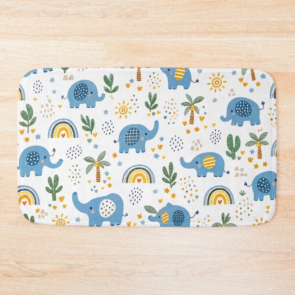 Item preview, Cute Elephant Seamless Pattern | Blue Elephant Rainbow Kids Bedding & Nursery Decor designed and sold by Atum&Art.