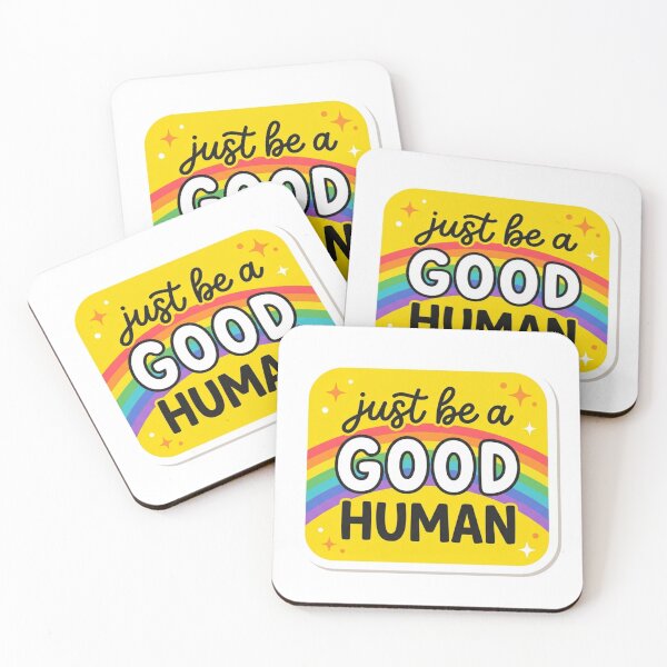 Item preview, Just Be A Good Human Retro Rainbow Kindness Mental Health Ally Typography Badge    designed and sold by raedattia.