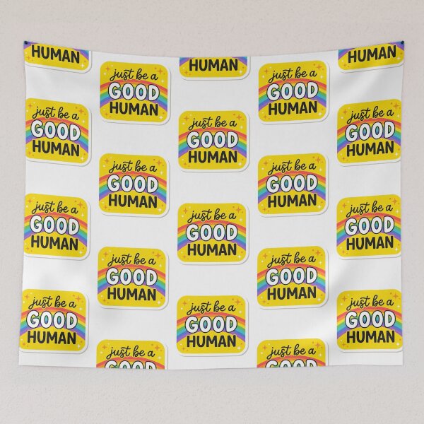 Item preview, Just Be A Good Human Retro Rainbow Kindness Mental Health Ally Typography Badge    designed and sold by raedattia.
