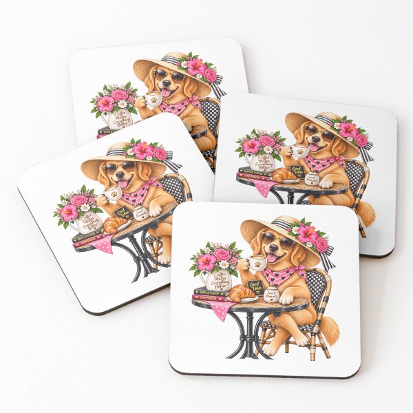 Item preview, Dog relaxing in Cafe drinking Coffee designed and sold by SABEHAT.