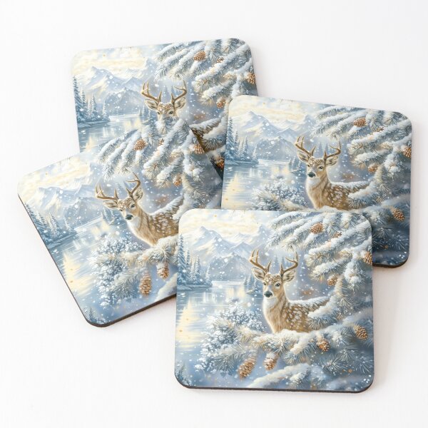 Item preview, Buck in a Snowy Winter Forest Landscape designed and sold by MargaretWiktor.
