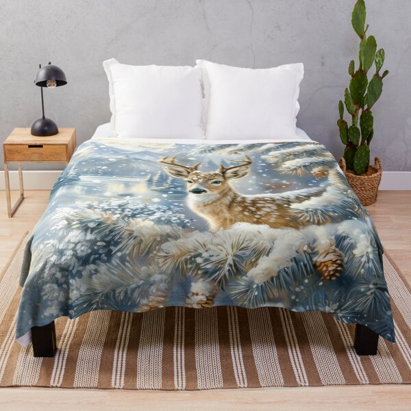 Item preview, Buck in a Snowy Winter Forest Landscape designed and sold by MargaretWiktor.