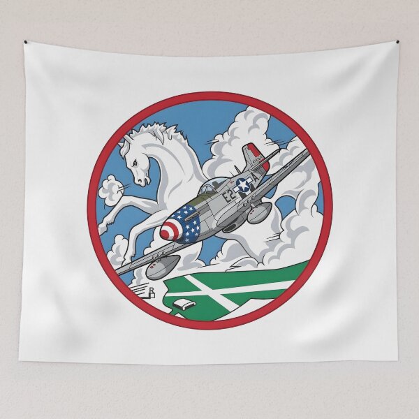 Item preview, USAAF 375th Fighter Squadron P-51 Mustang White Stallion Patch designed and sold by CharlieDesings.