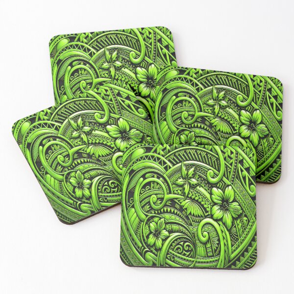 Item preview, Lime Green Polynesian Tribal Hibiscus – Tropical Island Pattern designed and sold by artistwill.