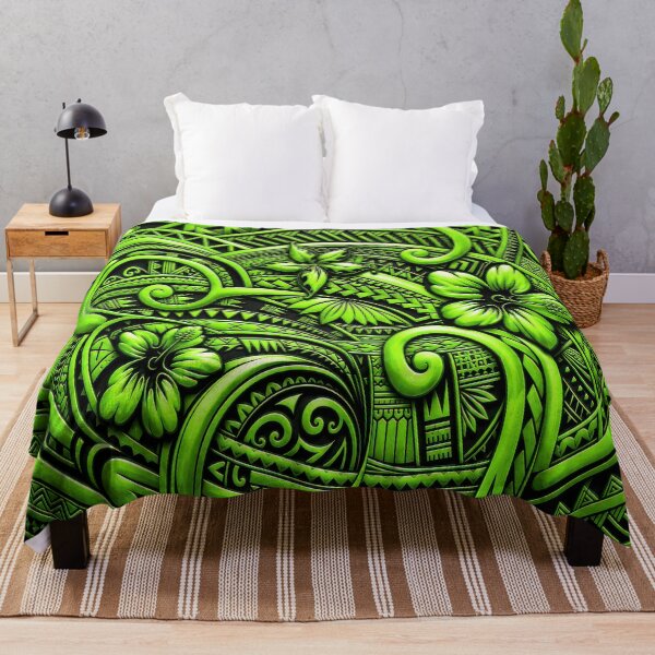 Item preview, Lime Green Polynesian Tribal Hibiscus – Tropical Island Pattern designed and sold by artistwill.