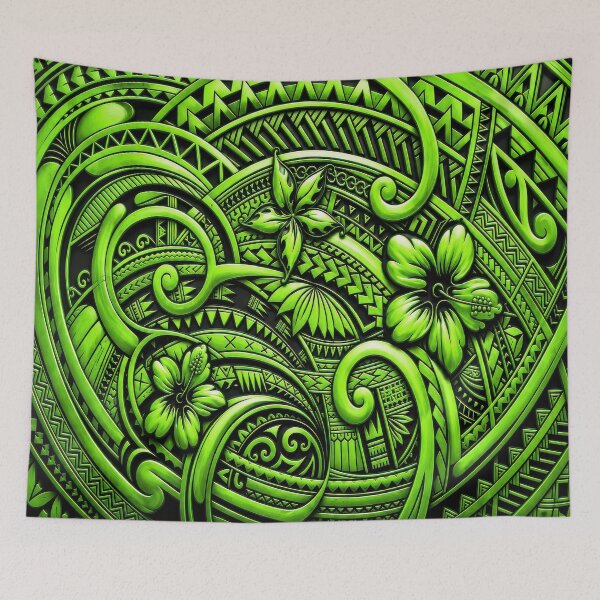 Item preview, Lime Green Polynesian Tribal Hibiscus – Tropical Island Pattern designed and sold by artistwill.