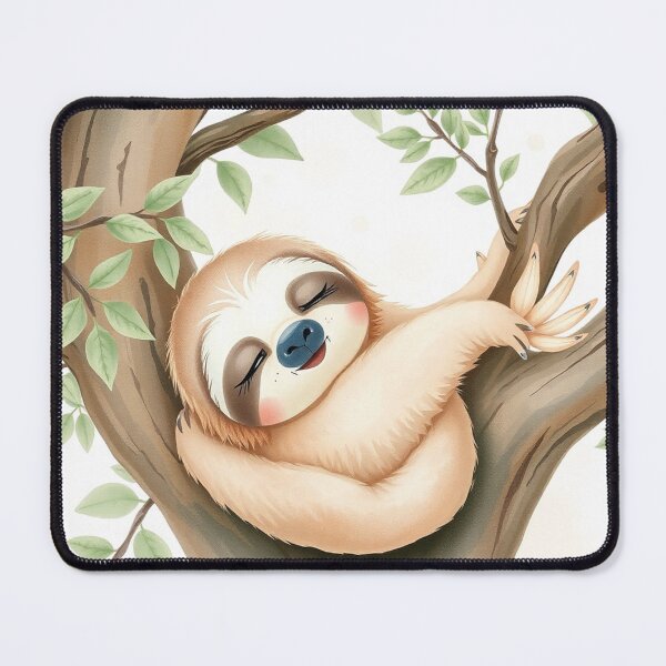 Item preview, Sleepy baby sloth hanging from a branch designed and sold by Dellen-Art.