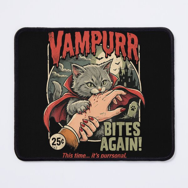 Item preview, Vampurr Bites Again! Funny Cat Halloween Vintage Graphic  designed and sold by Suzu Comena.