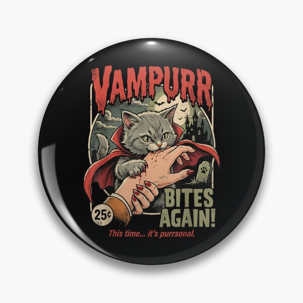 Item preview, Vampurr Bites Again! Funny Cat Halloween Vintage Graphic  designed and sold by Suzu Comena.