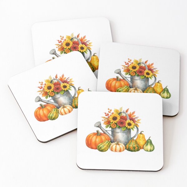 Item preview, Watercolor Autumn Bouquet in Watering Can and Pumpkins  designed and sold by silviaol.