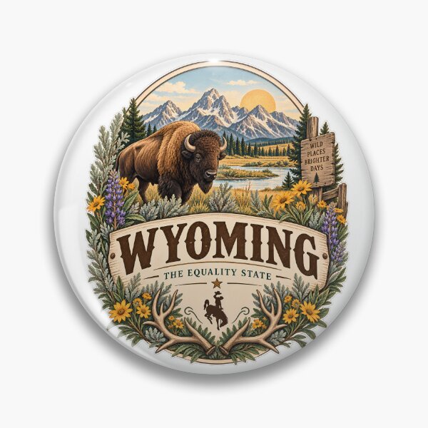 Item preview, Wyoming Vintage Travel Badge – The Equality State designed and sold by BLUEFOX05.