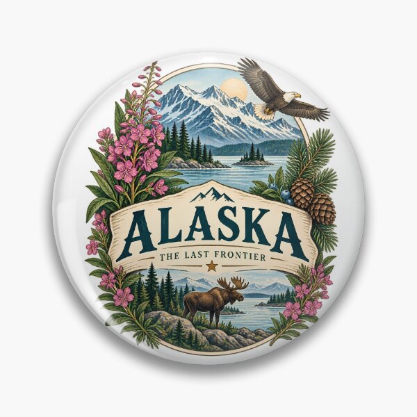 Item preview, Alaska Vintage Travel Badge – The Last Frontier designed and sold by BLUEFOX05.