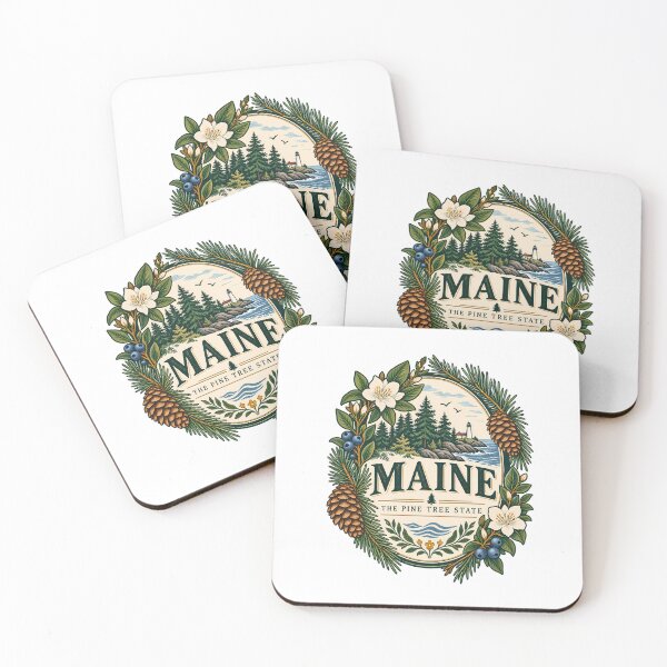 Item preview, Maine Botanical Vintage – Pine Tree State Travel Badge designed and sold by BLUEFOX05.