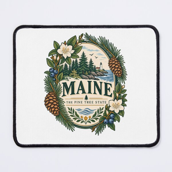 Item preview, Maine Botanical Vintage – Pine Tree State Travel Badge designed and sold by BLUEFOX05.