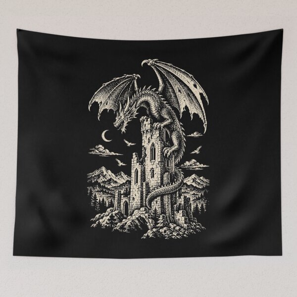 Item preview, Medieval Dragon Castle Fantasy Gothic designed and sold by roni-harbor.