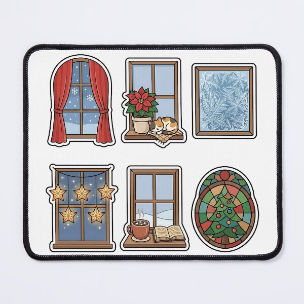 Item preview, Cozy Winter Window Views Sticker Pack - Festive Indoor Scenery designed and sold by SimpleP.