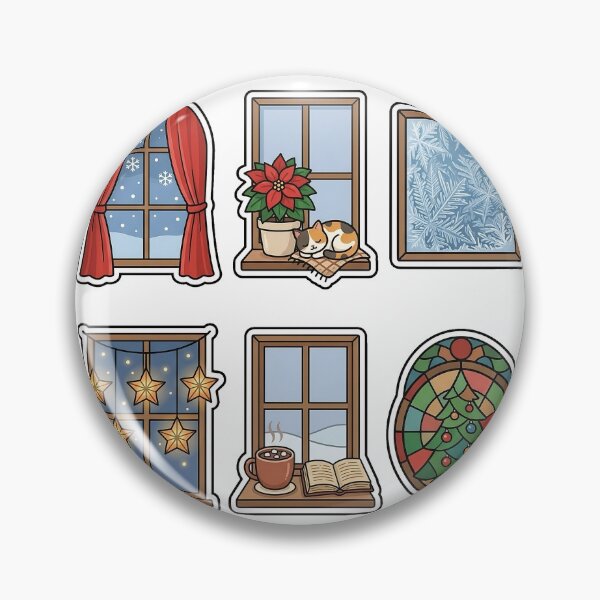 Item preview, Cozy Winter Window Views Sticker Pack - Festive Indoor Scenery designed and sold by SimpleP.