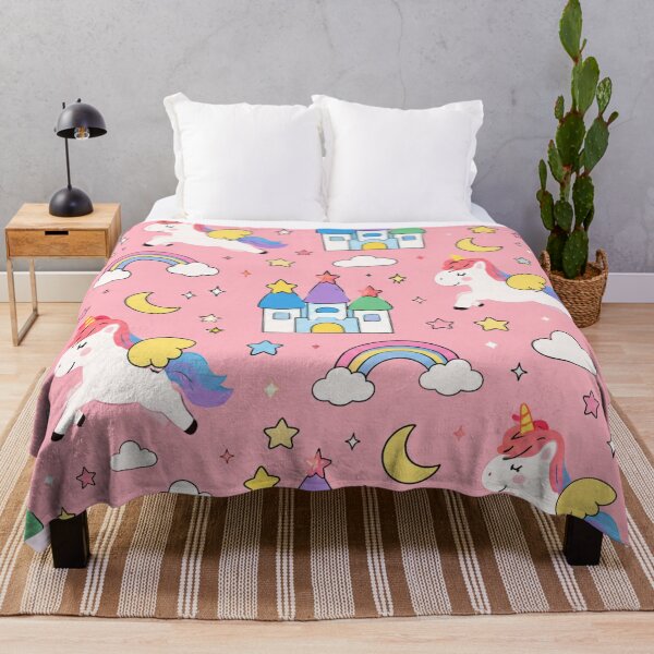Item preview, Cute Unicorn Seamless Pattern | Magical Unicorn Castle Rainbow Kids Bedding & Nursery Decor designed and sold by Atum&Art.