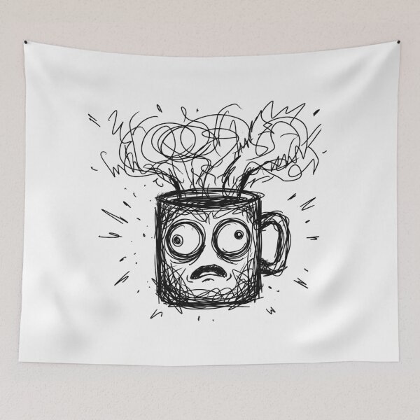 Item preview, Anxious Coffee Mug Caffeinated Messy Doodle Art designed and sold by Fine-Arts-Lab.